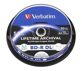 Verbatim MDISC BD-R DL 43847 / Blu-ray disk / 50 GB / 6x / 10 ks / Spindl / Inkjet Printable