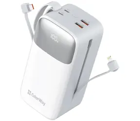 Colorway 50000mAh bílá / Powerbanka / 22.5W / 1x USB-A QC3.0 / USB-C / Lightning