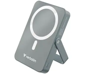 Verbatim Charge 'n' Go šedá / Powerbanka / 10 000 mAh / MagSafe 15W / USB-C PD 20W / se stojánkem