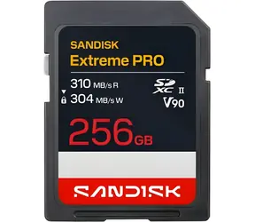 SanDisk Extreme PRO SDXC 256GB / Paměťová karta / UHS-II U3 V90 / čtení: 310 MB/s / zápis: 304 MB/s / vhodné pro 8K