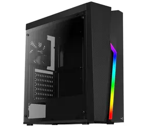 Aerocool Bolt černá / PC skříň / ATX / RGB LED / 1x USB 3.2 Gen1 / 2x USB 2.0 / Bez zdroje / průhledná bočnice
