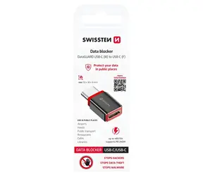 Swissten DataGUARD černá / Nabíjecí adaptér / USB-C na USB-C / blokace dat