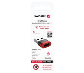 Swissten DataGUARD černá / Nabíjecí adaptér / USB-A na USB-C / blokace dat