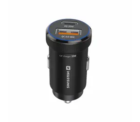 Swissten CL adaptér černá / Autonabíječka / USB-C PD + USB-A / 20W