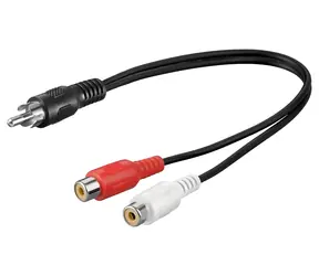 PremiumCord Kabel 1x CINCH-2x CINCH / Propojovací audio kabel / M/2×F / 20 cm