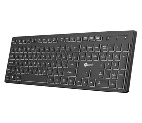 C-TECH KB-201-BL / Klávesnice / USB / Nízkoprofilová / Podsvícená / 105 kláves