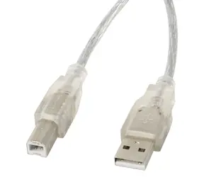 Lanberg CA-USBA-12CC-0030-TR průhledná / Kabel USB 2.0 / USB-A (M) - USB-B (M) / 3 m