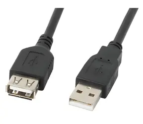 Lanberg CA-USBE-10CC-0007-BK černá / Kabel USB / USB-A na USB-A / USB 2.0 / 0,7 m