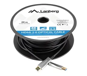 Lanberg CA-HDMI-20FB-0200-BK / Optický kabel HDMI / M/M / 20m / v2.0 / 4K / AOC