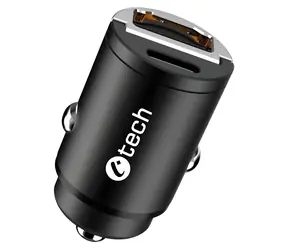 C-TECH UCC-02 černá / Nabíječka do auta / USB-A + USB-C / 30W / Power Delivery 3.0 / Quick Charge 3.0
