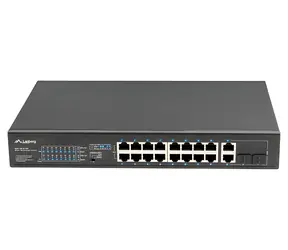 Lanberg Switch rack 19" PoE+ / Přepínač / 16x 10/100 Mbps / 16x PoE+ / 2x SFP / 250W / Unmanaged