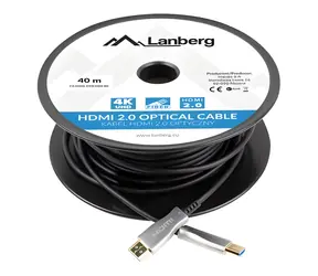 Lanberg CA-HDMI-20FB-0300-BK černá / Optický kabel HDMI / 30 m / HDMI 2.0 / 4K 60Hz / 18 Gbit/s / ARC / HDR