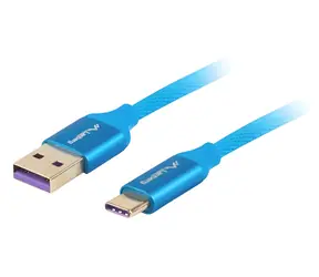 Lanberg CA-USBO-21CU-0010-BL modrá / Kabel USB / USB-A (M) - USB-C (M) / USB 2.0 / 1 m