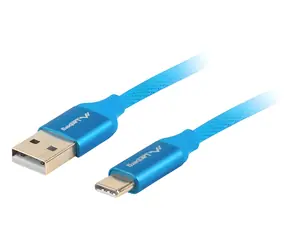 Lanberg CA-USBO-22CU-0010-BL modrá / Kabel USB-A na USB-C / 1 m / USB 2.0