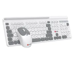 C-TECH QUALLIS WLKMC-05 bílá / Bezdrátový set klávesnice a myši / 2,4 GHz / CZ/SK