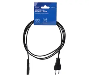 SAVIO CL-100 černá / Napájecí kabel / IEC Type E - IEC C7 / 1,8 m / 2,5 A