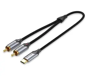 Vention USB-C - 2x RCA černá / Audio kabel / 2 m