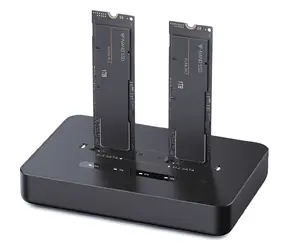 Gembird DD2-U3M2 černá / Dokovací stanice pro M.2 SSD / Dual slot / NVMe + SATA / USB-C / 20 Gbit/s