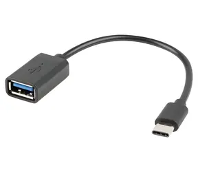Lanberg AD-OTG-UC-01 černá / OTG kabel / USB-A (F) – USB-C (M) / USB 2.0 / 0,15 m