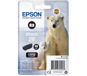 EPSON 26 Claria Premium foto černá / originální cartridge / XP-510 - XP-820 / 4,7 ml