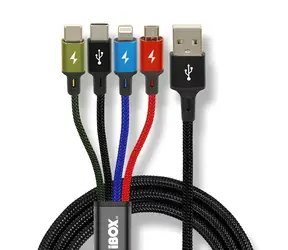 I-BOX IKUM4W1 černá / Nabíjecí kabel / 4v1 / 1,2 m / 2 A / Nylon