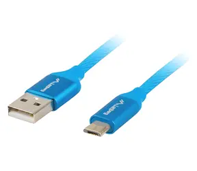 Lanberg Kabel USB-A - Micro-B 1 m modrá / Datový kabel / USB 2.0