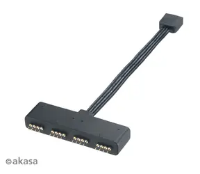 Akasa AK-CBLD02-10BK / RGB LED rozbočovač / 4-pin / 1 vstup na 4 výstupy / 10 cm