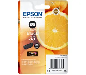 Epson 33 Claria Premium foto černá / Originální cartridge / XP-530, XP-630, XP-830, XP-900 / 4,5 ml / 200 stran