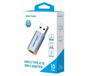 Vention USB-C na USB-A modrá / Redukce USB / USB 3.1 / 10 Gbit/s / OTG / hliník