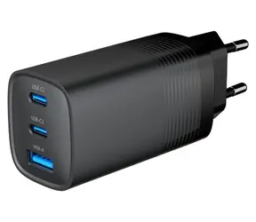 Gembird TA-UC-PDQC65-01-BK černá / Síťová nabíječka / 65W / 2x USB-C & 1x USB-A / PD 3.0 & QC 3.0