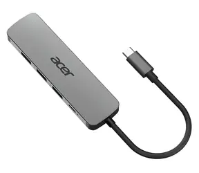 Acer 5-v-1 stříbrná / USB-C hub / 3× USB-A 3.2 Gen1 / HDMI 4K 60Hz / PD 100W