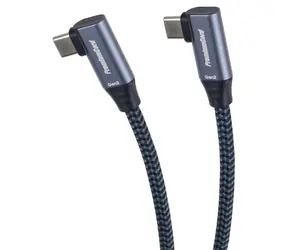PremiumCord USB-C 2x zahnutý kabel šedá / Datový kabel / USB 3.2 Gen 2x2 / 20 Gbit/s / 100 W / 2 m