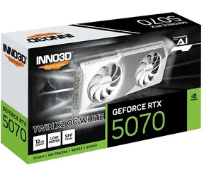 Inno3D GeForce RTX 5070 Twin X2 OC bílá 12GB / Grafická karta / 2542 MHz / 12 GB GDDR7 / 192-bit / 1x HDMI + 3x DP