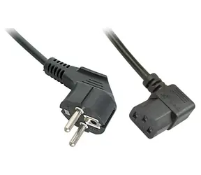 Lindy černá / Napájecí kabel / Schuko - IEC 320 C13 / úhlový / 5 m