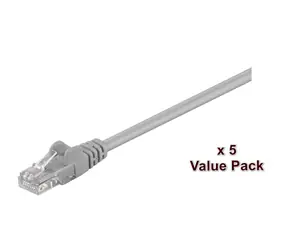 MicroConnect CAT5e U/UTP 15m šedá / Patch kabel / RJ-45 / 5 ks