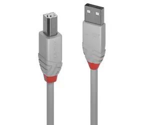Lindy USB 2.0 A-B 1m šedá / Kabel / USB-A - USB-B / 480 Mbit/s
