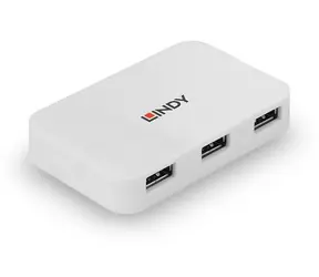 Lindy USB 3.0 Hub Basic 4-port bílý / Rozbočovač / 4x USB 3.0 Type-A