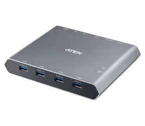 Aten 2-Port USB-C 4K DisplayPort stříbrná / KVM switch / 4K 3840×2160 / 3x USB-C / 1x DisplayPort