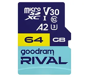 GOODRAM RIVAL M2AA microSDXC 64GB + SD adaptér / Class 10 / UHS-I U3 / A2 / V30 / R: až 170 MB/s / W: až 120 MB/s