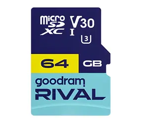 GOODRAM RIVAL M3AA microSDXC 64 GB + SD adaptér / Class 10 / UHS-I U3 / V30 / R: 100 MB/s / W: 40 MB/s