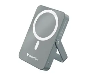 Verbatim Charge 'n' Go šedá / Magnetická bezdrátová powerbanka / 10000 mAh / USB-C / MagSafe / 15-20W