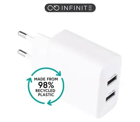 eSTUFF INFINITE bílá / USB nabíječka / 2x USB-A / 2x USB-C / 24 W / GRS recyklovaný plast
