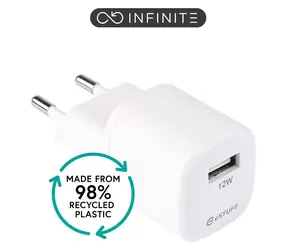 eSTUFF Infinite bílá / USB nabíječka / 12 W / 2,4 A / GRS recyklovaný plast