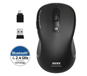 PORT CONNECT Essential černá / Bezdrátová nabíjecí myš / Bluetooth & 2.4 GHz / 2400 DPI