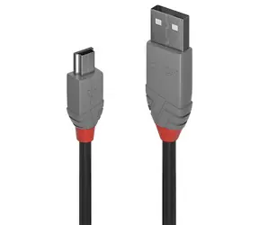 Lindy USB 2.0 černá / Kabel USB / USB A - Mini-USB B / 2 m / 480 Mbit/s