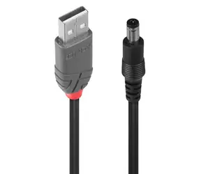 Lindy USB-A - DC 5,5 mm černá / Redukce / 1,5 m