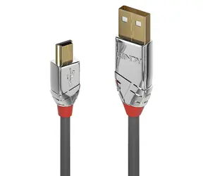 Lindy šedá / Kabel USB 2.0 USB-A - Mini-USB B / 1 m / 480 Mbit/s