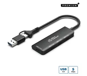 MicroConnect Premium USB-C Hub stříbrná / USB hub / 4× USB-C 3.2 Gen 2 / 0,3 m kabel