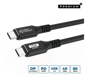 MicroConnect USB-C - USB-C 1,5 m černá / Kabel