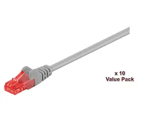 MicroConnect CAT6 U/UTP 1m šedá / Patch kabel / RJ-45 / 10 ks